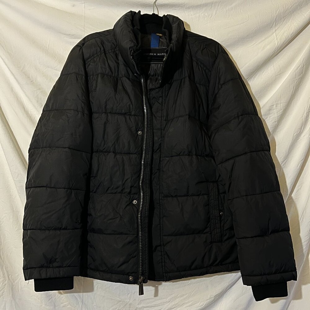Men's Black Puffer Jacket, Size Medium by Andrew Marc